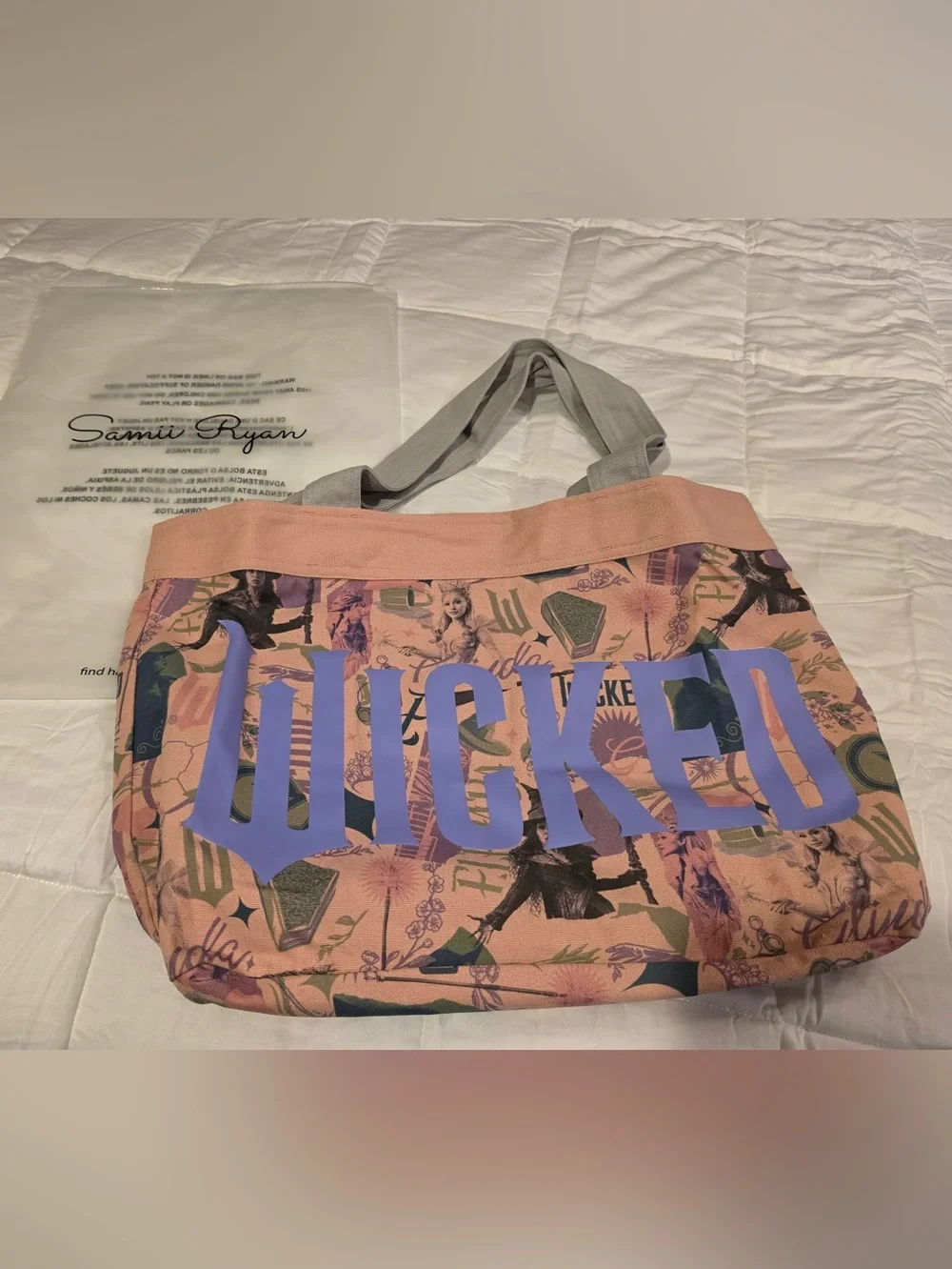 Samii Ryan Wicked: For Good,Elphaba and Glinda Pink Graphic Tote Bag NWT